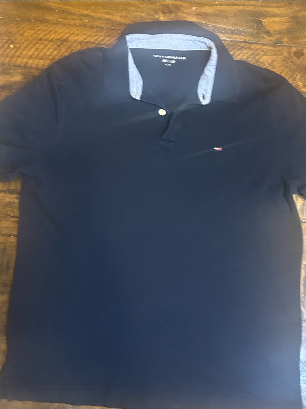 Tommy Hilfiger Men's Dark Navy Polo with Contrast Collar